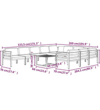 11-tlg. Garten-Lounge-Set mit Kissen Aluminium Anthrazit