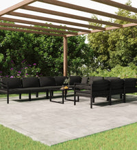 11-tlg. Garten-Lounge-Set mit Kissen Aluminium Anthrazit