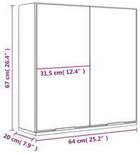 Bad-Spiegelschrank Betongrau 64x20x67 cm