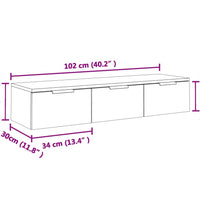 Wandschrank Hochglanz-Weiß 102x30x20 cm Holzwerkstoff