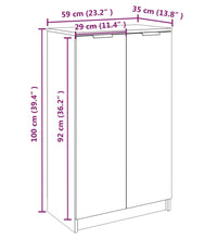 Schuhschrank Hochglanz-Weiß 59x35x100 cm Holzwerkstoff