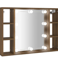 Spiegelschrank mit LED Braun Eichen-Optik 76x15x55 cm