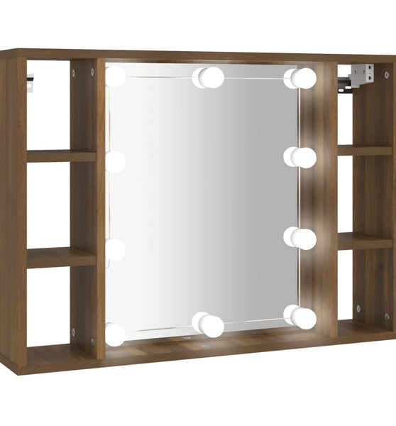 Spiegelschrank mit LED Braun Eiche-Optik 76x15x55 cm