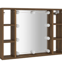 Spiegelschrank mit LED Braun Eichen-Optik 76x15x55 cm