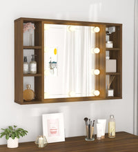 Spiegelschrank mit LED Braun Eichen-Optik 76x15x55 cm