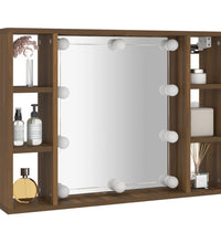 Spiegelschrank mit LED Braun Eichen-Optik 76x15x55 cm