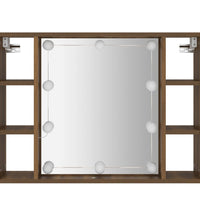 Spiegelschrank mit LED Braun Eichen-Optik 76x15x55 cm