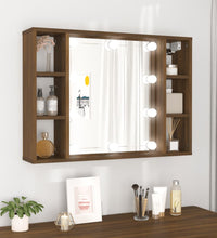 Spiegelschrank mit LED Braun Eichen-Optik 76x15x55 cm