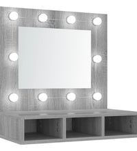 Spiegelschrank mit LED Grau Sonoma 60x31,5x62 cm