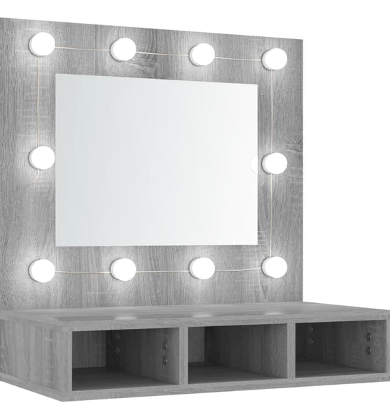 Spiegelschrank mit LED Grau Sonoma 60x31,5x62 cm