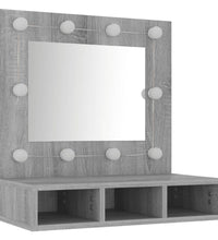 Spiegelschrank mit LED Grau Sonoma 60x31,5x62 cm