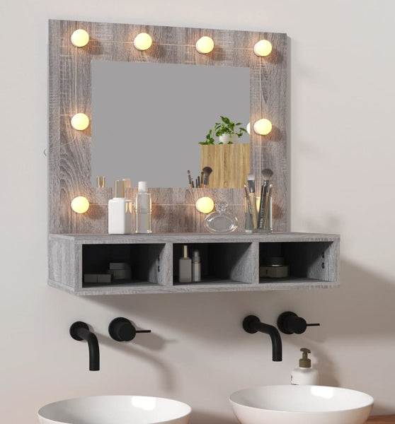 Spiegelschrank mit LED Grau Sonoma 60x31,5x62 cm