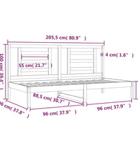 Tagesbett ohne Matratze Weiß 90x200 cm Massivholz Kiefer