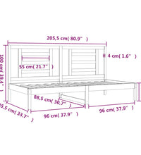 Tagesbett ohne Matratze Weiß 80x200 cm Massivholz Kiefer
