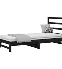 Tagesbett Ausziehbar Schwarz 2x(90x200) cm Massivholz Kiefer