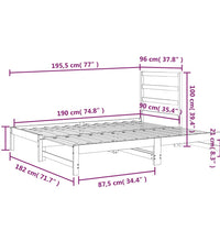Tagesbett Ausziehbar 2x(90x190) cm Massivholz Kiefer