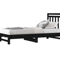 Tagesbett Ausziehbar Schwarz 2x(90x200) cm Massivholz Kiefer