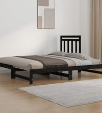 Tagesbett Ausziehbar Schwarz 2x(90x200) cm Massivholz Kiefer