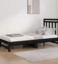 Tagesbett Ausziehbar Schwarz 2x(90x200) cm Massivholz Kiefer