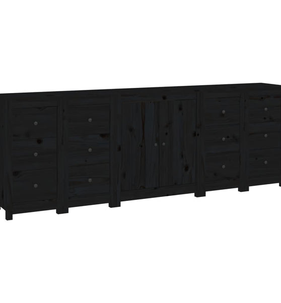 Sideboard Schwarz 230x35x80 cm Massivholz Kiefer