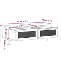 Couchtisch Schwarz 80x40x30 cm Holzwerkstoff Massivholz Kiefer
