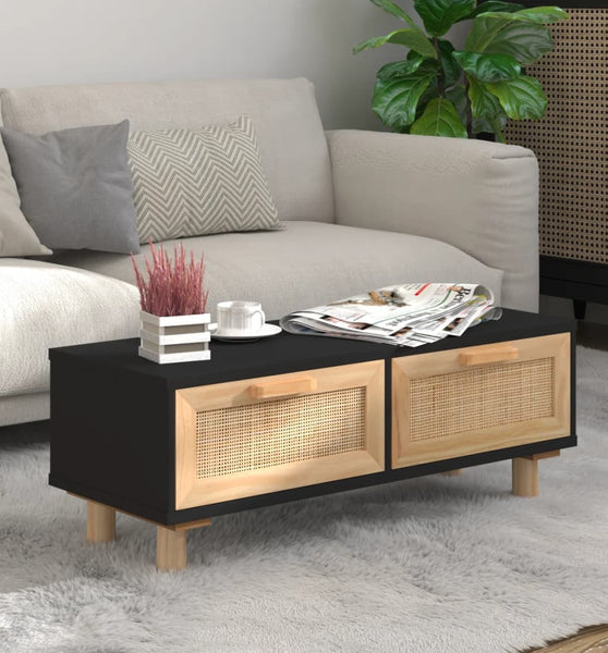 Couchtisch Schwarz 80x40x30 cm Holzwerkstoff Massivholz Kiefer