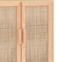 Sideboard Braun 60x30x70 cm Massivholz Kiefer und Natur-Rattan