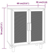 Sideboard Braun 60x30x70 cm Massivholz Kiefer und Natur-Rattan