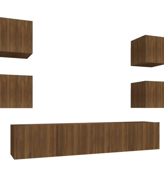 6-tlg. TV-Schrank-Set Braun Eichen-Optik Holzwerkstoff
