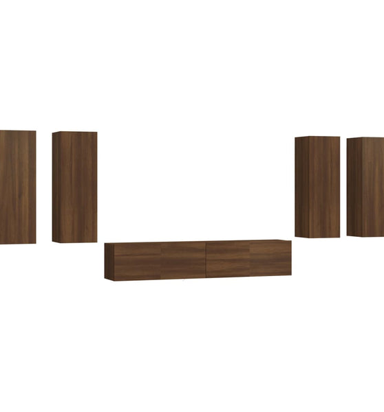 6-tlg. TV-Schrank-Set Braun Eichen-Optik Holzwerkstoff