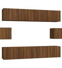 6-tlg. TV-Schrank-Set Braun Eichen-Optik Holzwerkstoff