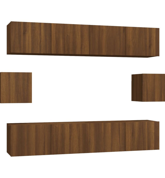 6-tlg. TV-Schrank-Set Braun Eichen-Optik Holzwerkstoff