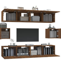 6-tlg. TV-Schrank-Set Braun Eichen-Optik Holzwerkstoff