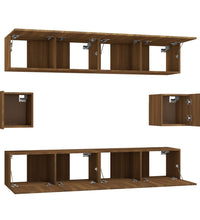 6-tlg. TV-Schrank-Set Braun Eichen-Optik Holzwerkstoff