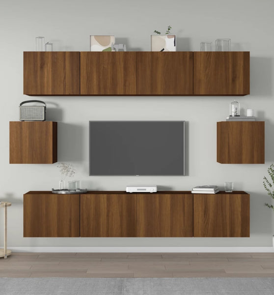 6-tlg. TV-Schrank-Set Braun Eichen-Optik Holzwerkstoff