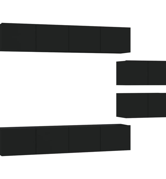6-tlg. TV-Schrank-Set Schwarz Holzwerkstoff