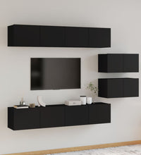 6-tlg. TV-Schrank-Set Schwarz Holzwerkstoff