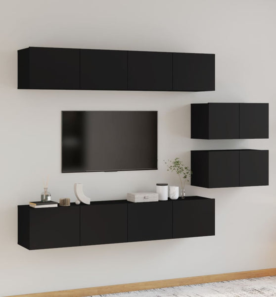 6-tlg. TV-Schrank-Set Schwarz Holzwerkstoff