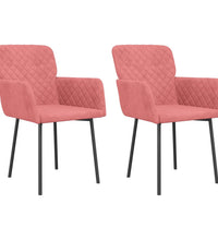 Esszimmerstühle 2 Stk. Rosa Samt