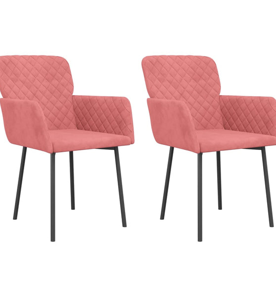 Esszimmerstühle 2 Stk. Rosa Samt
