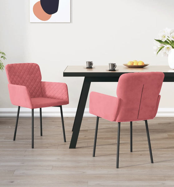 Esszimmerstühle 2 Stk. Rosa Samt