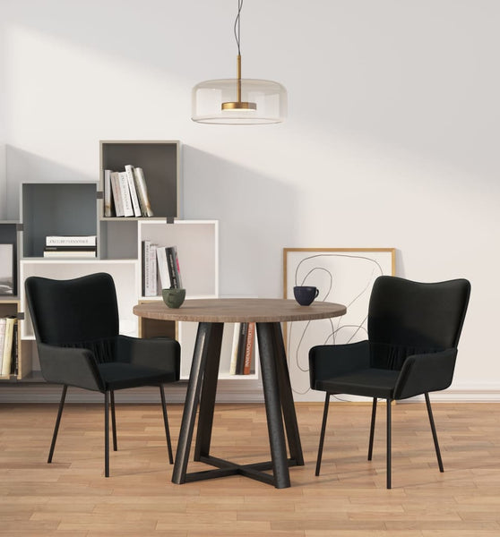 Esszimmerstühle 2 Stk. Schwarz Samt