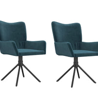 Esszimmerstühle 2 Stk. Drehbar Blau Samt