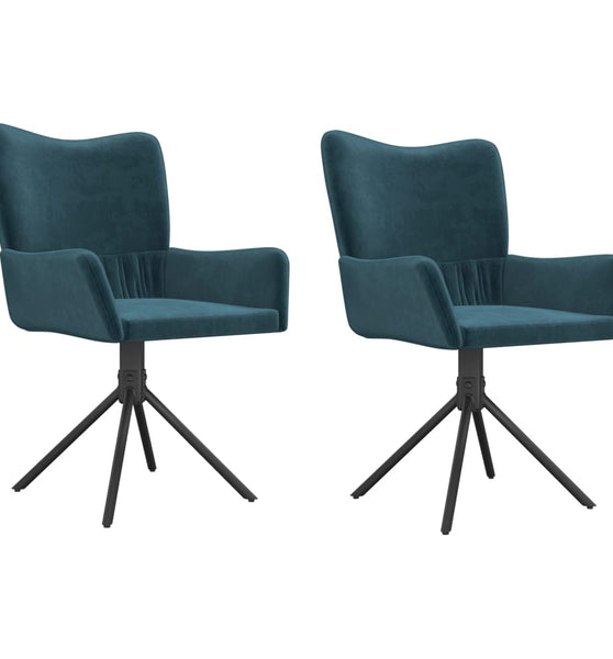 Esszimmerstühle 2 Stk. Drehbar Blau Samt
