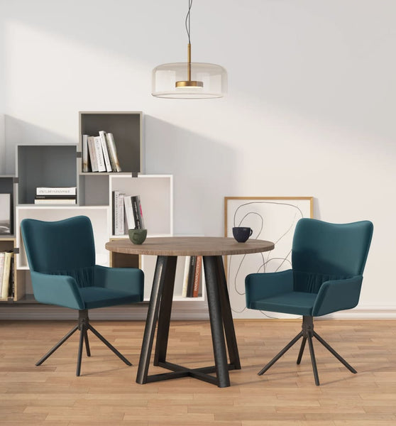 Esszimmerstühle 2 Stk. Drehbar Blau Samt