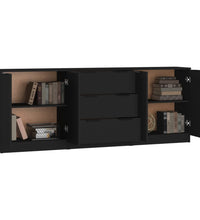 3-tlg. Sideboard-Set Schwarz Holzwerkstoff