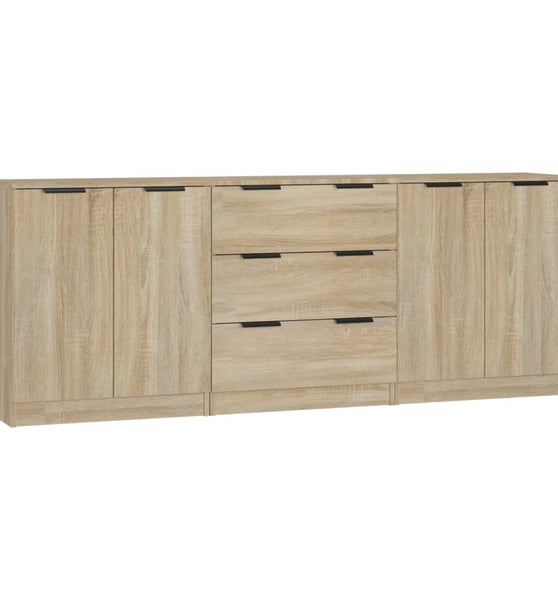 3-tlg. Sideboard Sonoma Eiche-Optik Holzwerkstoff