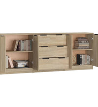 3-tlg. Sideboard Sonoma Eiche-Optik Holzwerkstoff