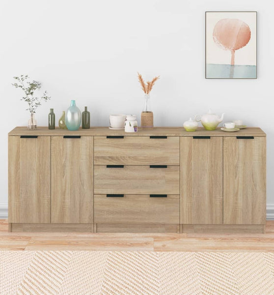 3-tlg. Sideboard Sonoma Eiche-Optik Holzwerkstoff