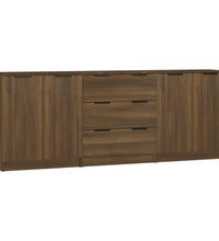 3-tlg. Sideboard Braun Eiche-Optik Holzwerkstoff